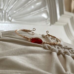 Handmade Elegant Gold Bracelet with Red Accent